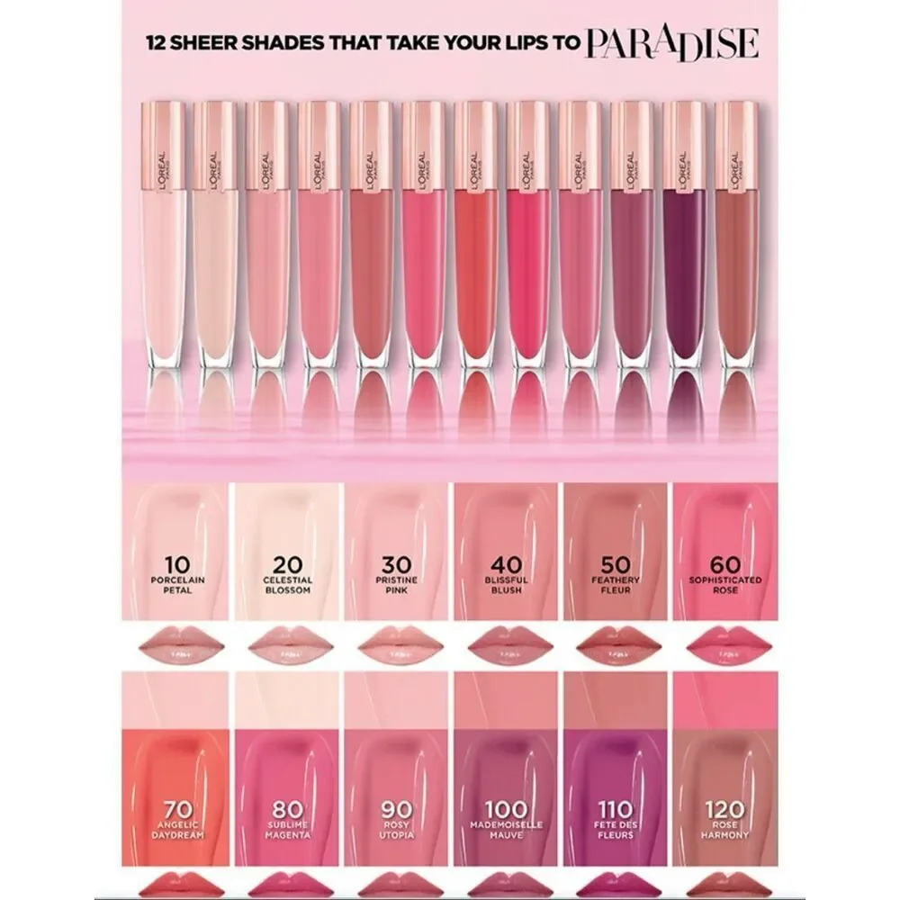 NWT L'Oreal Paris 80 Sublime Magenta Pink Glow Paradise Hydrating Lip Balm Gloss